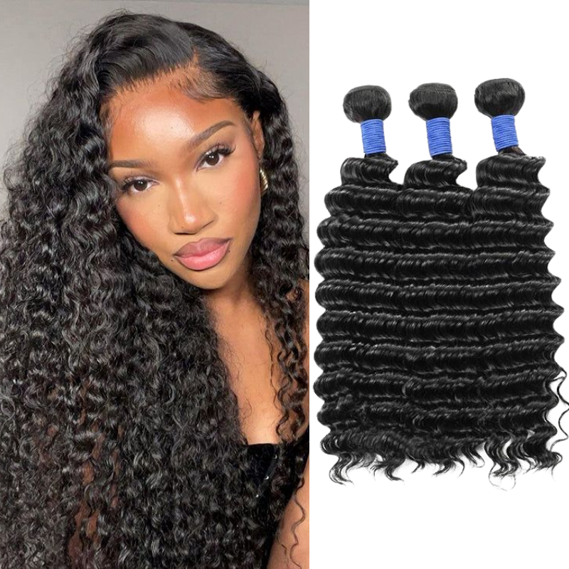 CD HAIR 3/4 Bundles 13A Deep Wave Virgin Human Hair Extension 10-30 inches