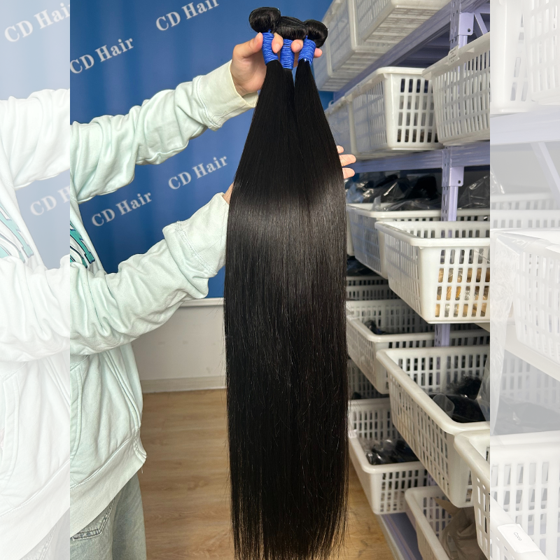 CD HAIR 3/4 Bundles 13A Straight Virgin Human Hair Extension 10-30 inches