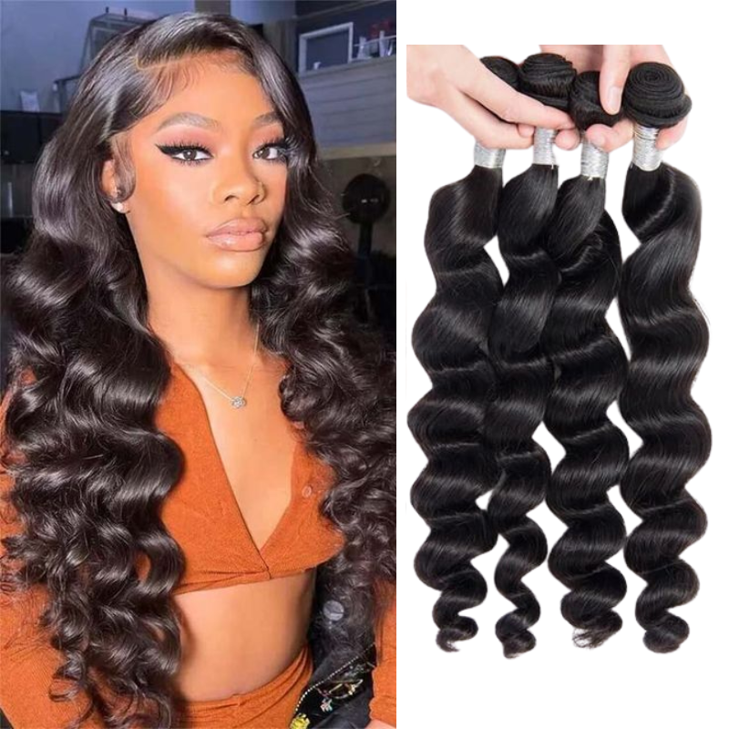 CD HAIR 3/4 Bundles 12A Loose Wave Human Hair Extension 10-30 inches