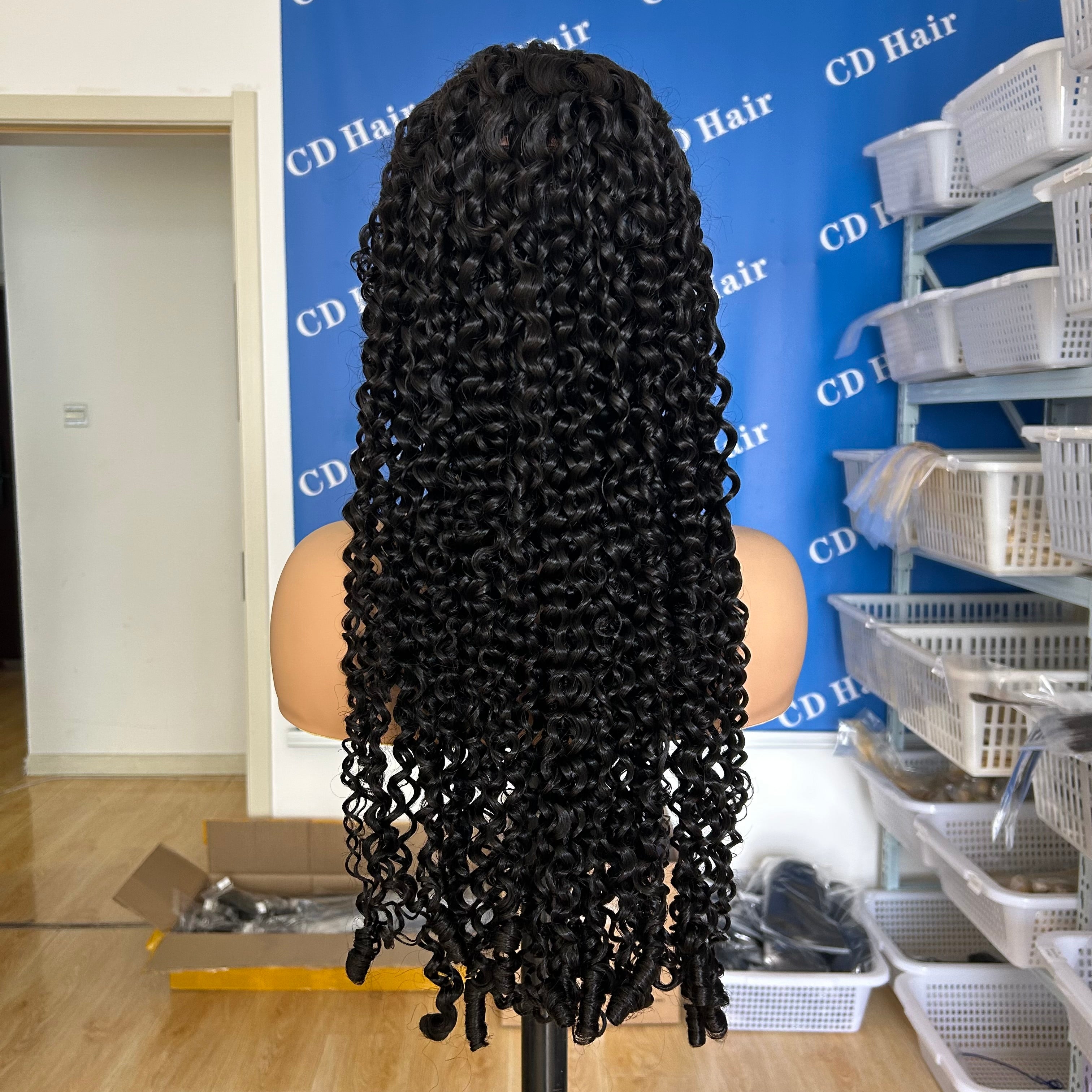 HD Lace 13X4 Full Frontal 180% density Human Hair Burmese Curly Wigs