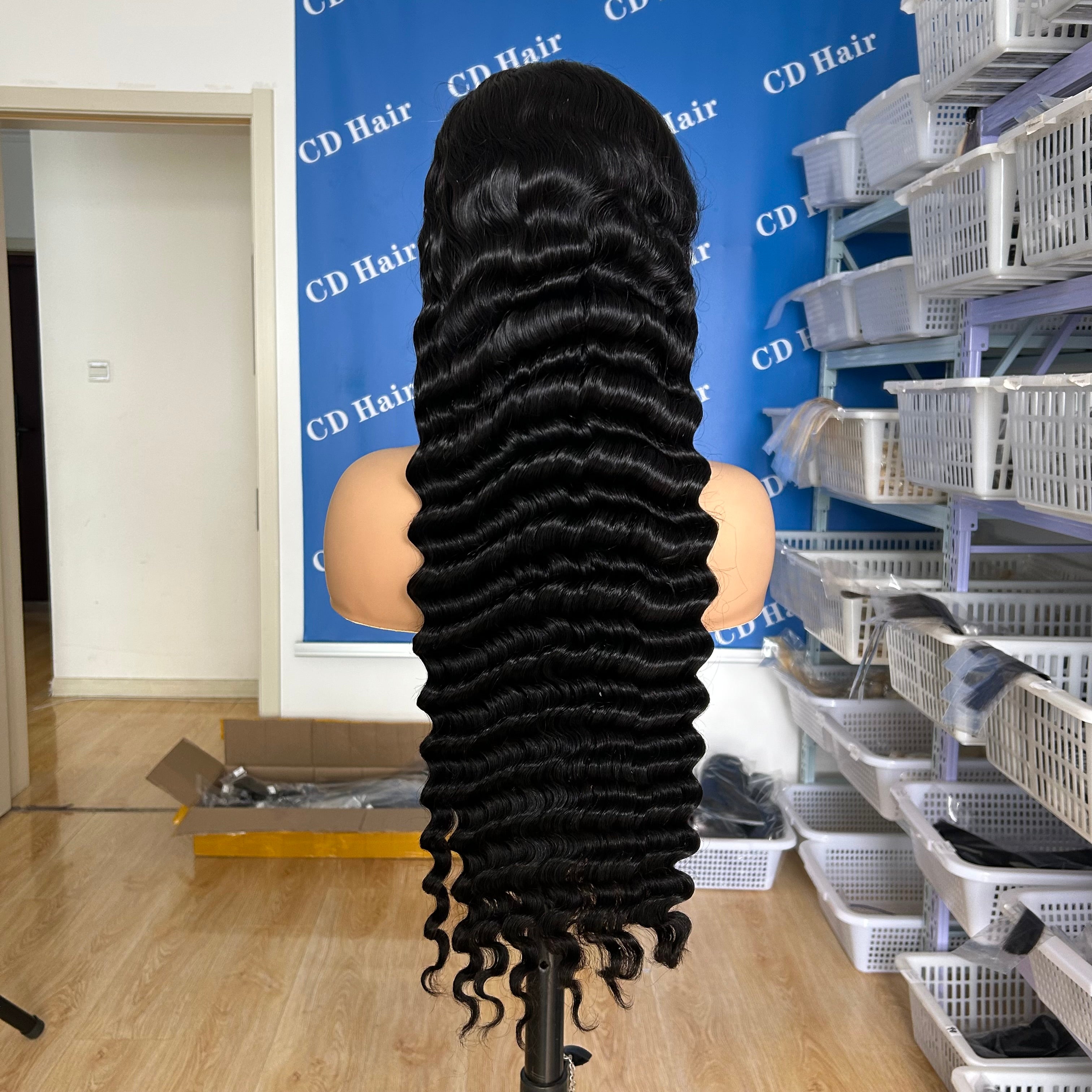 5X5 HD Lace Deep Wave 180% density Human Hair Closure Wigs