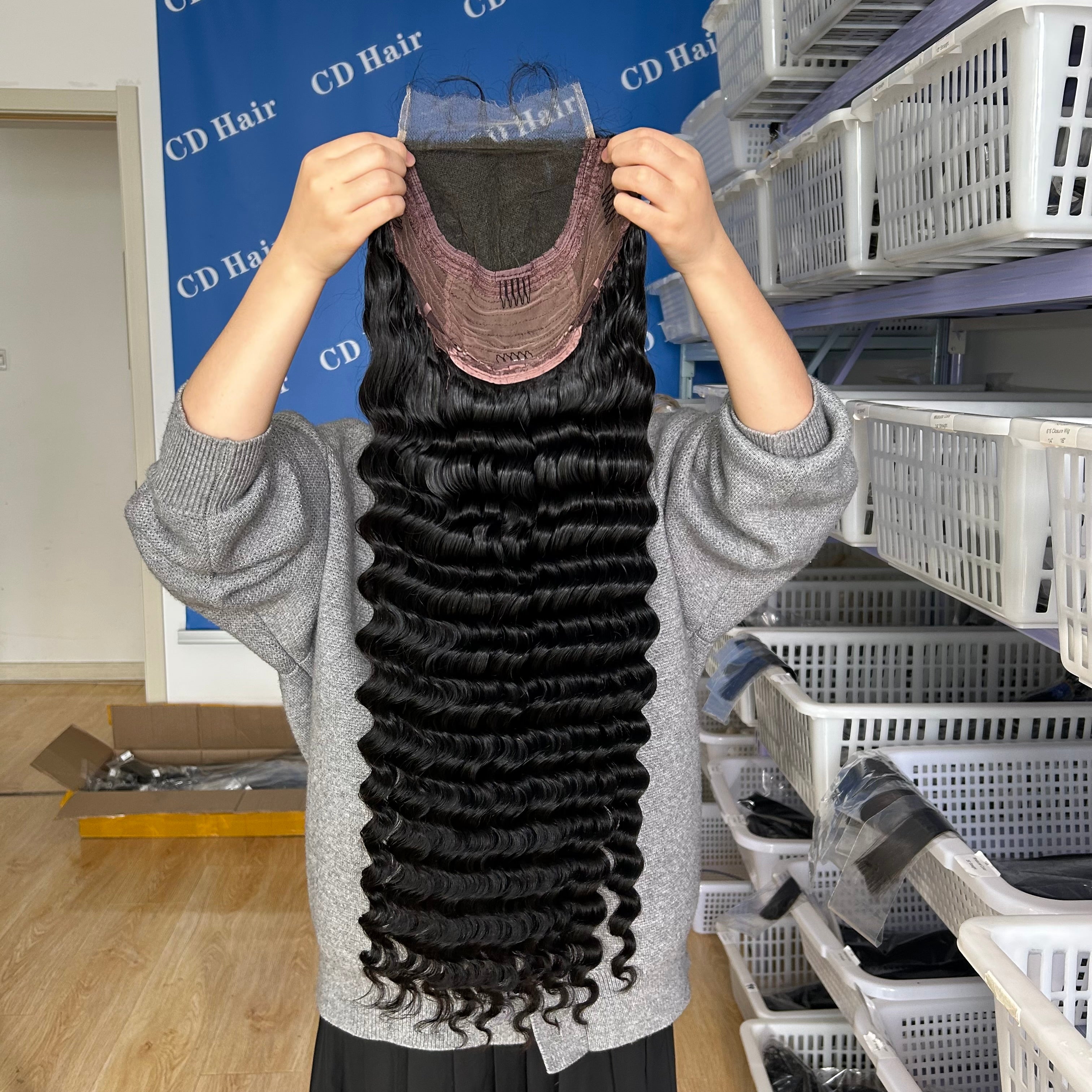 5X5 HD Lace Deep Wave 180% density Human Hair Closure Wigs