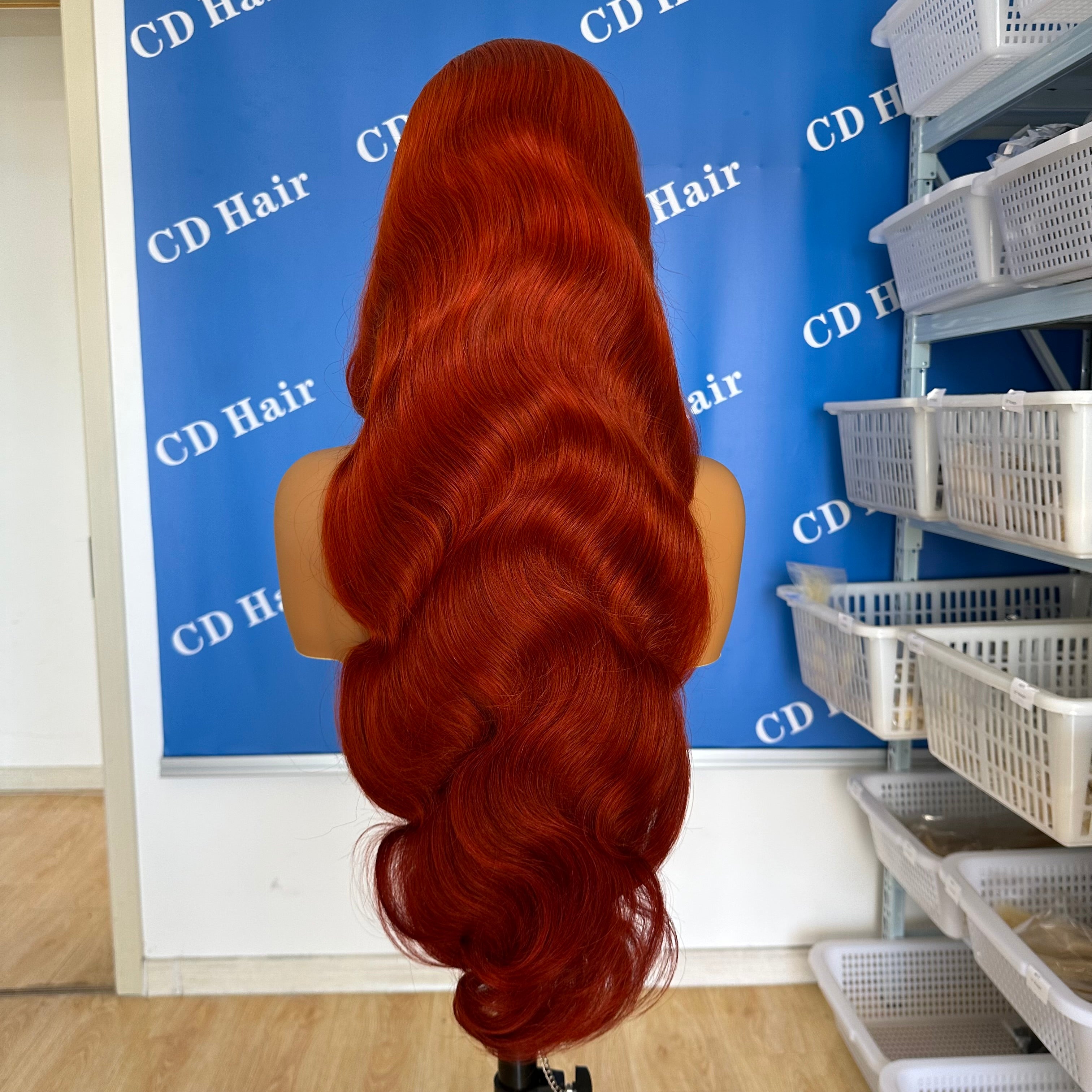 CD HAIR 13X6 Transparent Lace Full Frontl Dark Ginger color Wig 180% Density