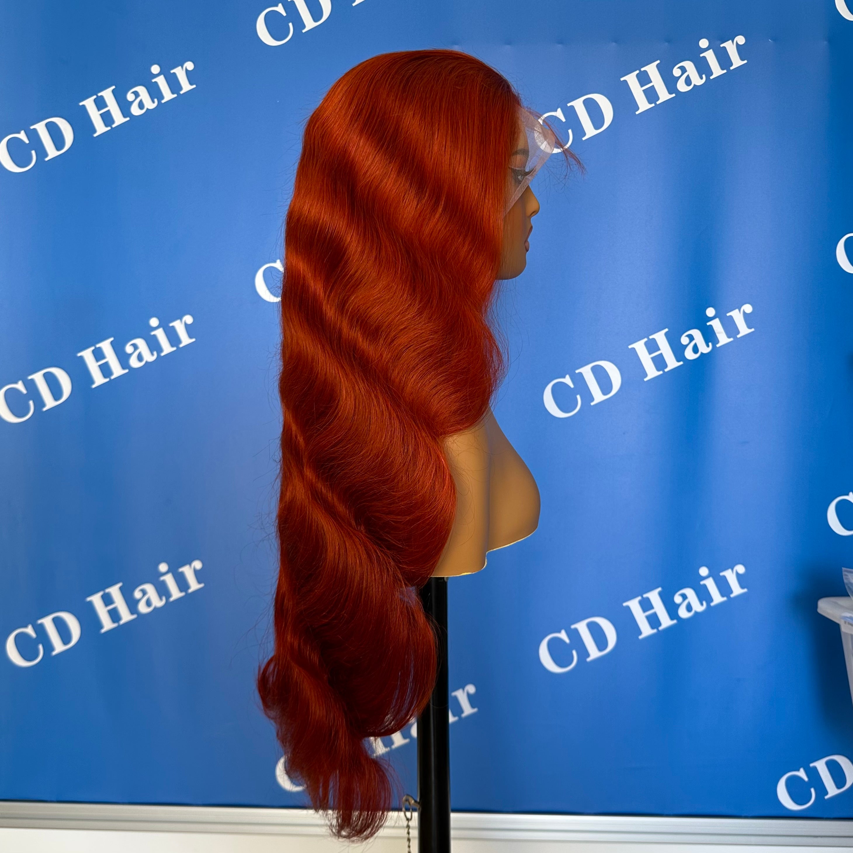 CD HAIR 13X6 Transparent Lace Full Frontl Dark Ginger color Wig 180% Density