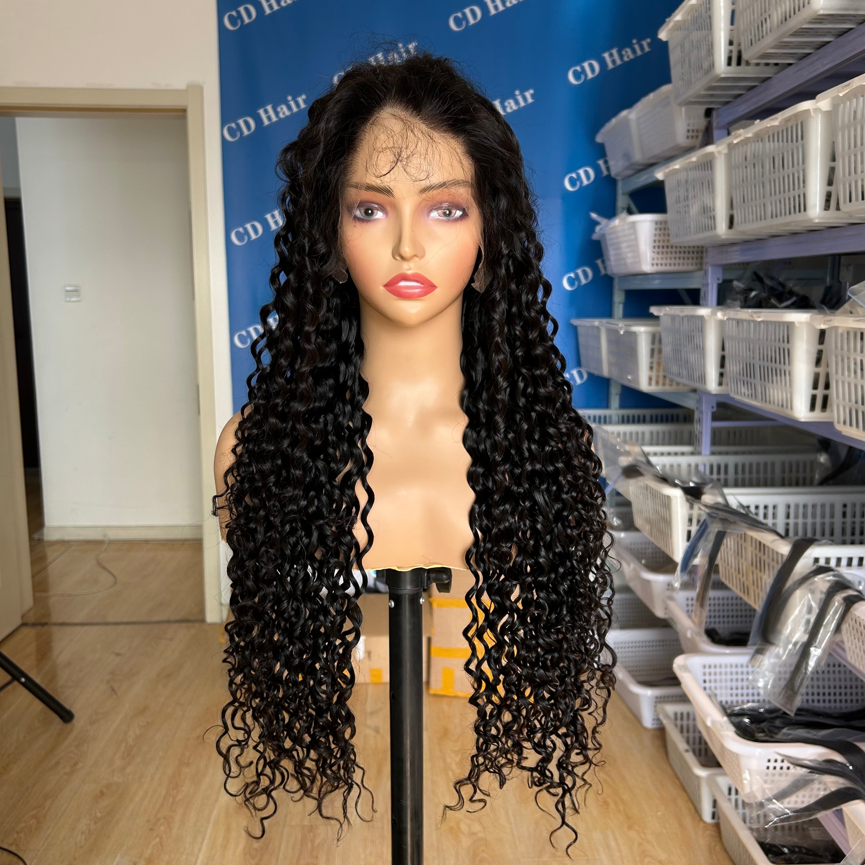 HD Lace 13X6 Full Frontal Deep Curly 180% density Human Hair Wigs