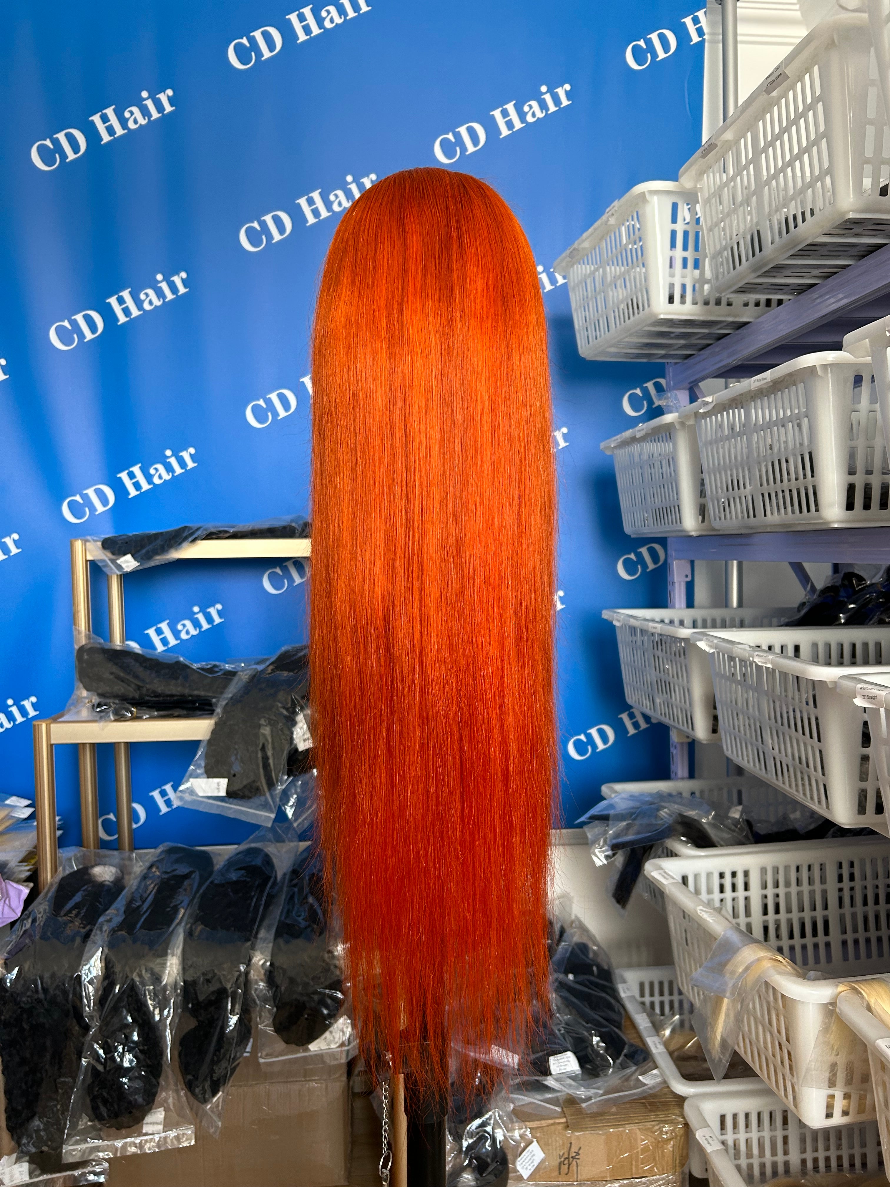 CD HAIR 13X6 Transparent Lace Full Frontl  Ginger color  Straight Wig 180% Density