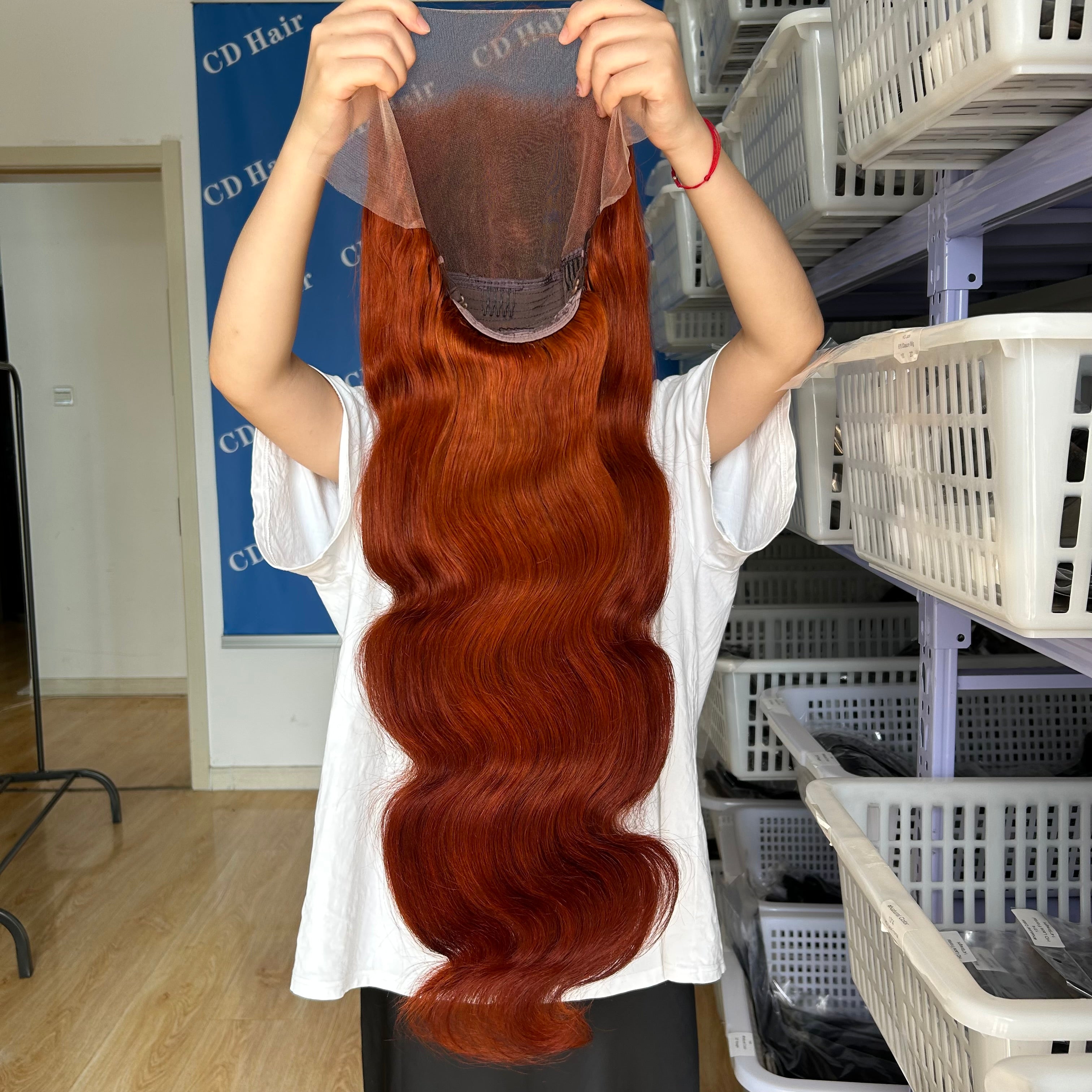 CD HAIR 13X6 Transparent Lace Full Frontl  Ginger color Wig 180% Density