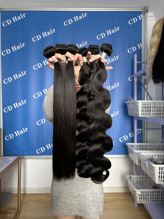 CD HAIR 3/4 Bundles 12A Straight Human Hair Extension 10-30 inches