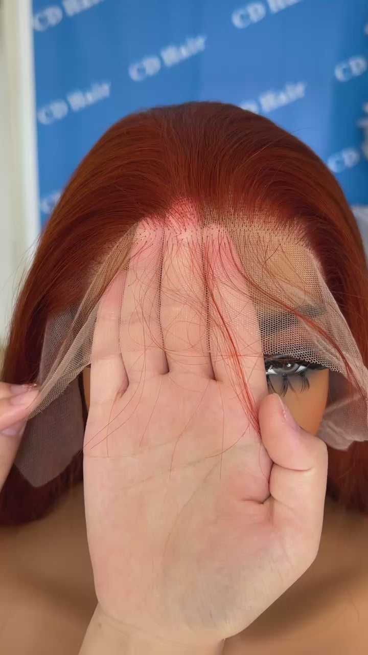 Load video: CD HAIR 13X6 Transparent Lace Full Frontl  Ginger color Wig 180% Density