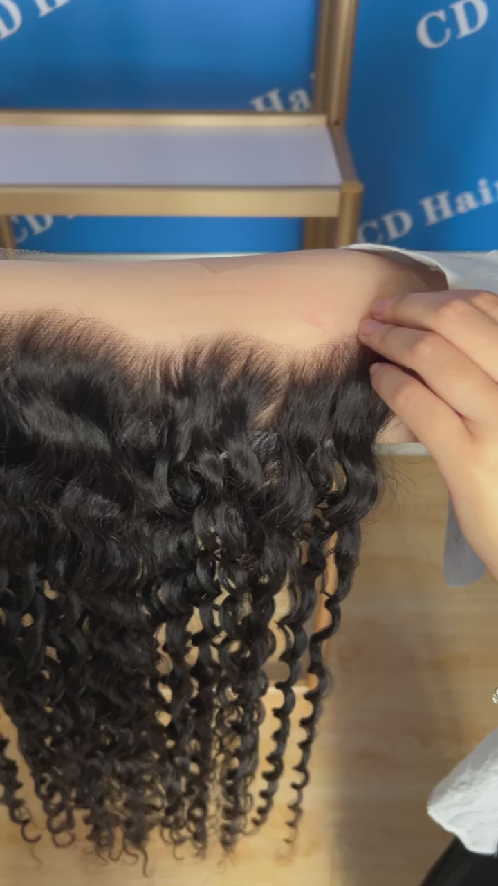 Load video: CD HAIR 13X6 HD Lace Frontal Deep Curly