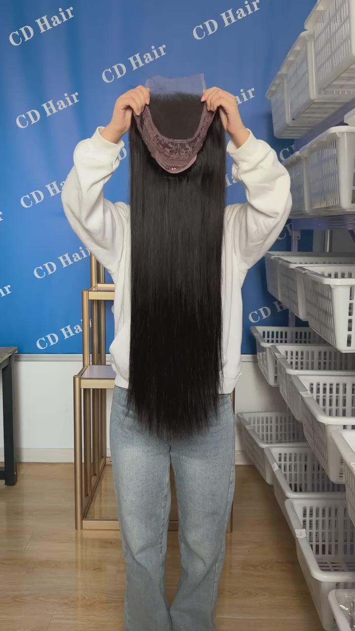 Load video: 5X5 HD Lace Closure Straight 180% density Human Hair Wigs |CD HAIR