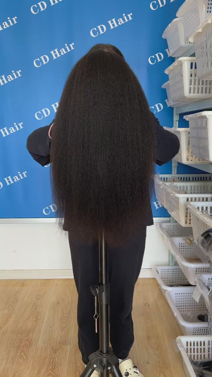 Load video: CD HAIR 2X6 HD Lace 180% density Human Hair Kinky Straight Wigs