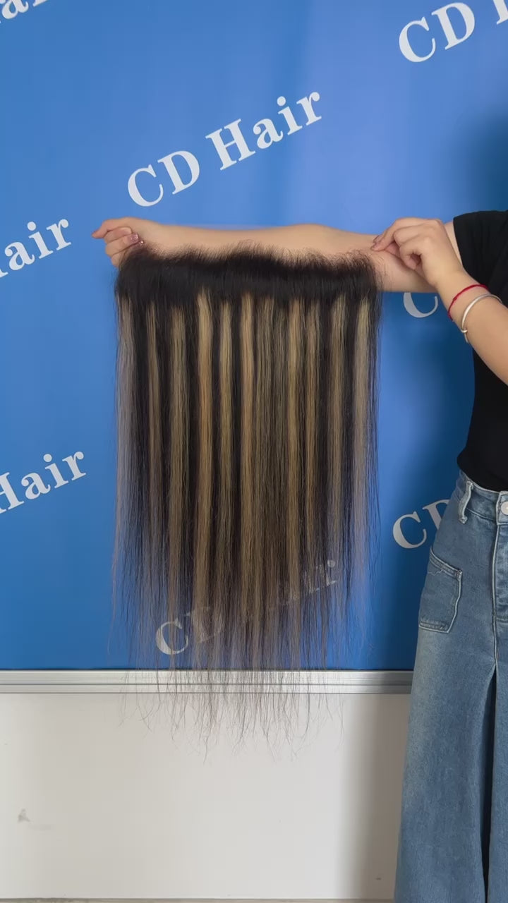 Load video: CD HAIR #4/27 Highlight 13X6 HD Lace  Straight Frontal