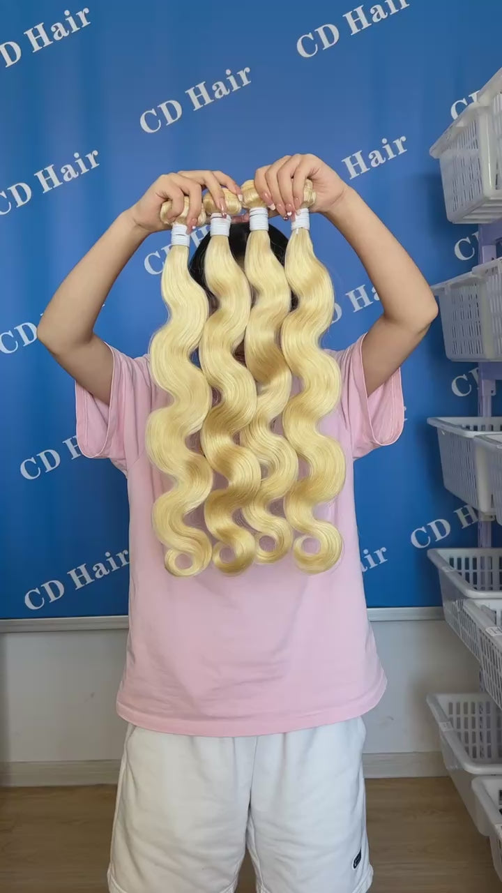 Load video: CD HAIR #613 Body Wave Bundles Virgin Human Hair Extension 10-30 inches