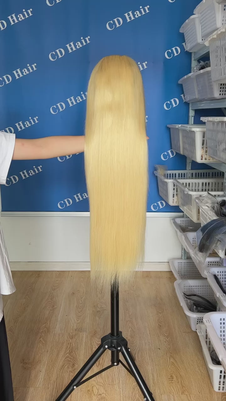 Load video: #613 HD Lace 13X6 Full Frontal Straight 180% density Human Hair Wigs |CD HAIR