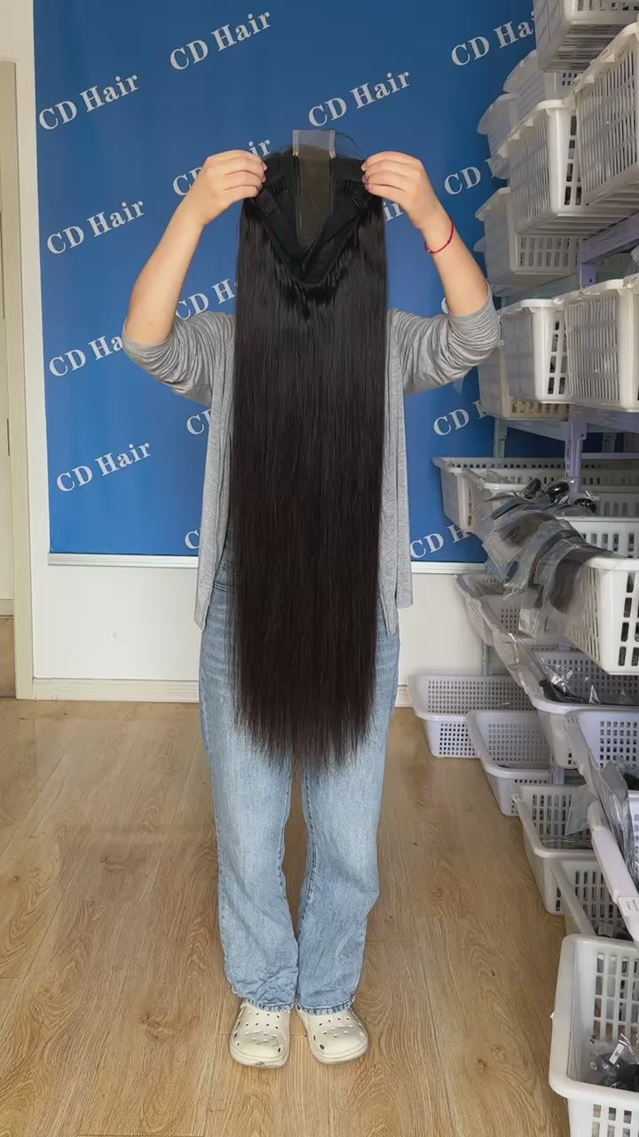 Load video: CD HAIR 2X6 HD Lace 180% density Human Hair Straight Wigs