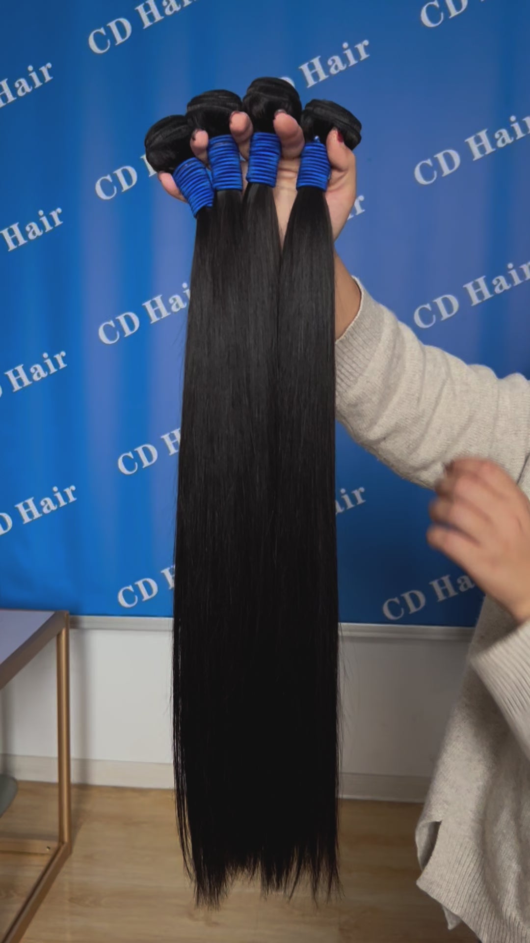 Load video: CD HAIR 3/4 Bundles 13A Straight Virgin Human Hair Extension 10-30 inches