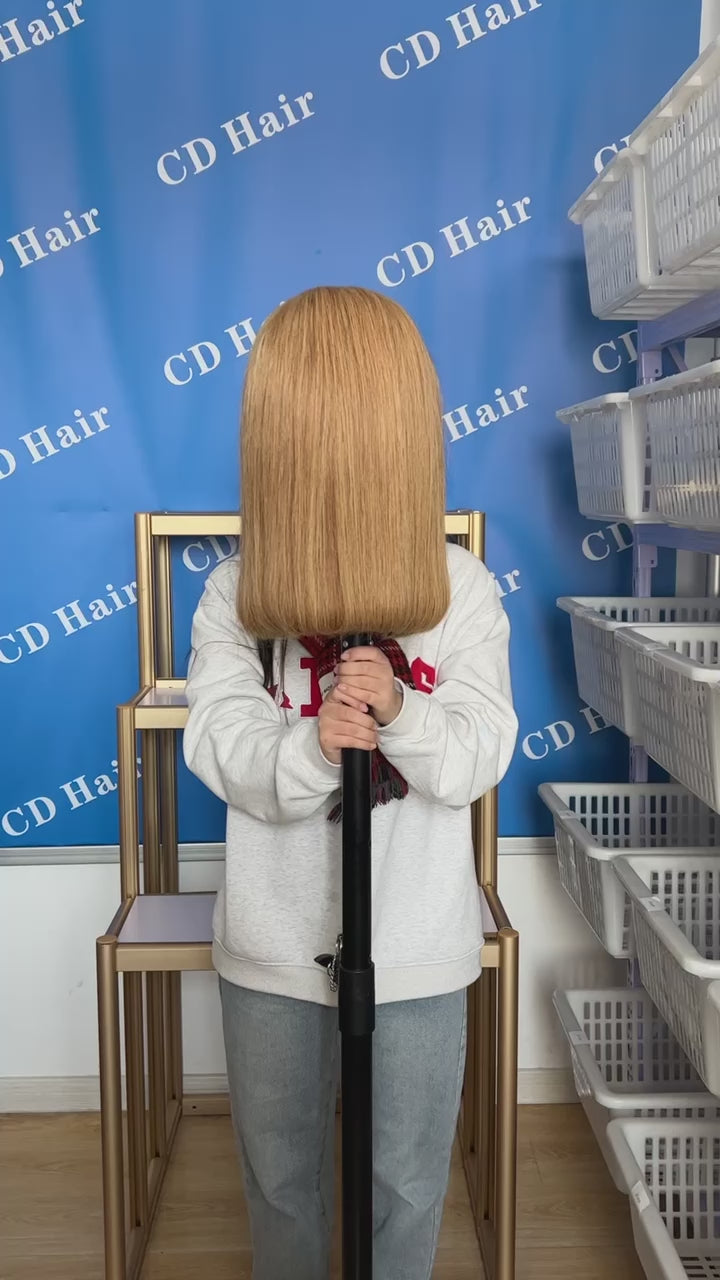 Load video: CD HAIR 13X6 HD Lace Full Frontal Color BOB  Wig 180% Density