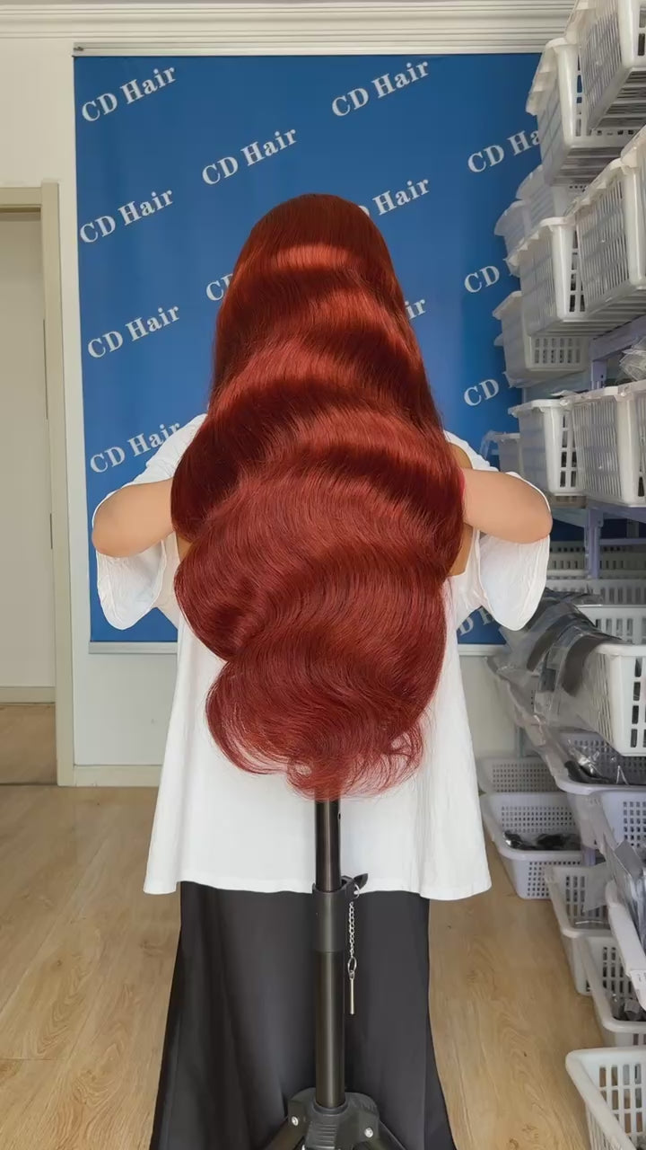 Load video: CD HAIR 13X6 Transparent Lace Full Frontl  Ginger color Wig 180% Density