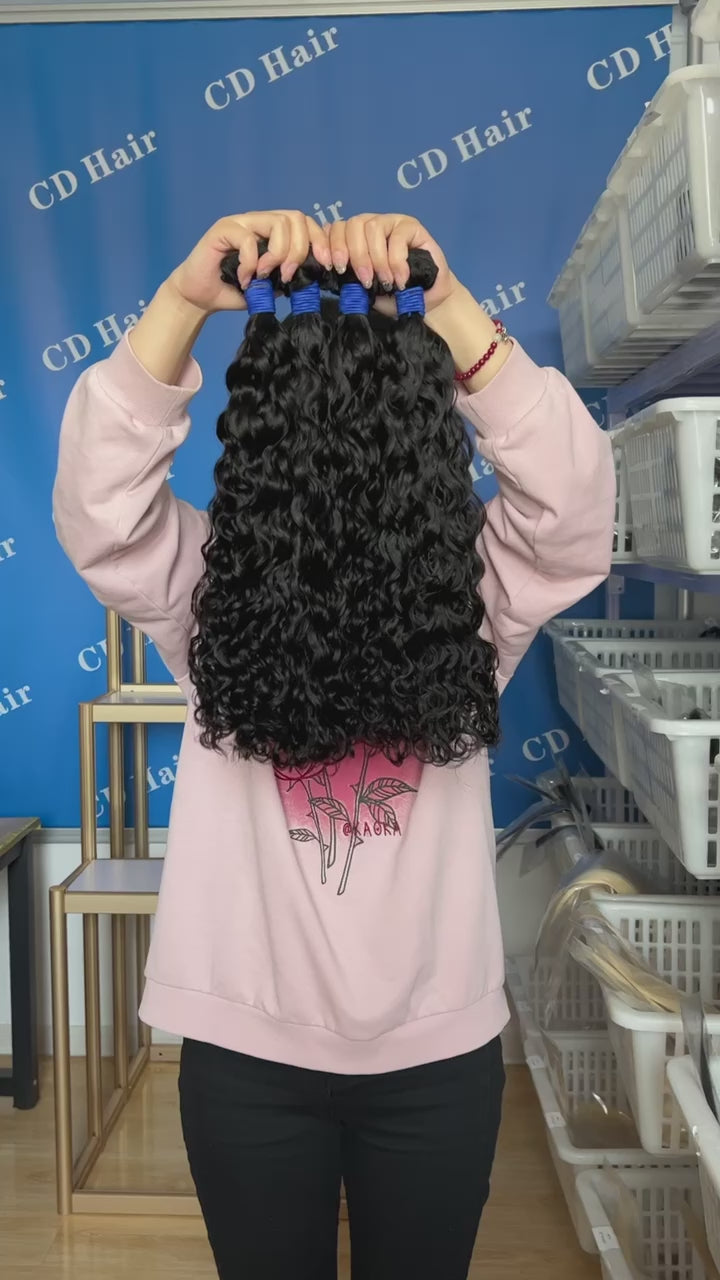 Load video: CD HAIR Natural Color Virgin Human Hair Natural Wave Bundles