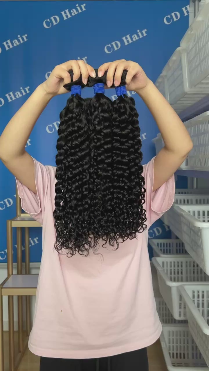 Load video: CD HAIR 3/4 Bundles 13A Water Wave Virgin Human Hair Extension 10-30 inches