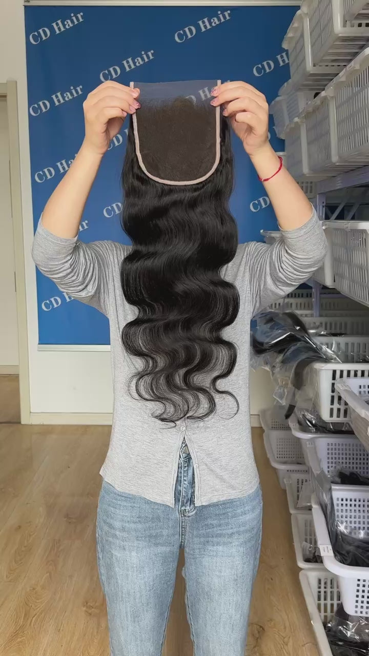 Load video: CD HAIR | 5X5 Transparent/HD Lace Closure Body Wave (12&quot;-22&quot;)