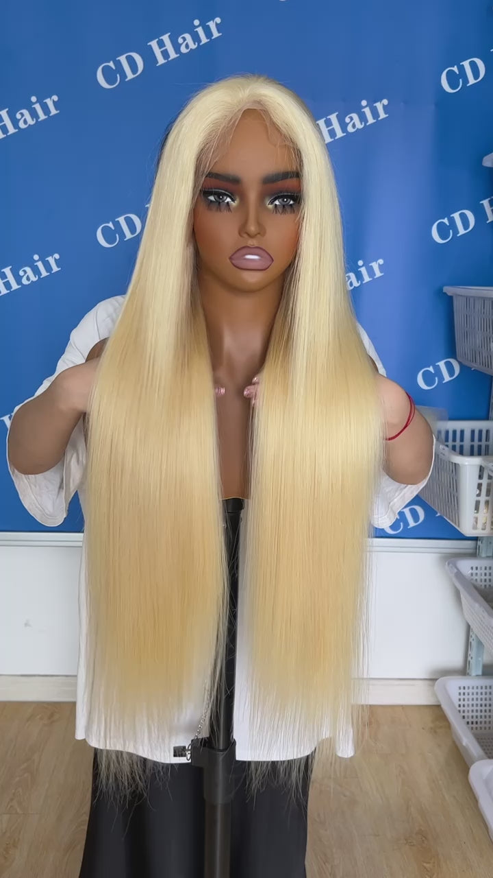 Load video: #613 HD Lace 13X6 Full Frontal Straight 180% density Human Hair Wigs |CD HAIR